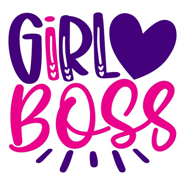 Vector a pink and blue heart with the word girl boss on it