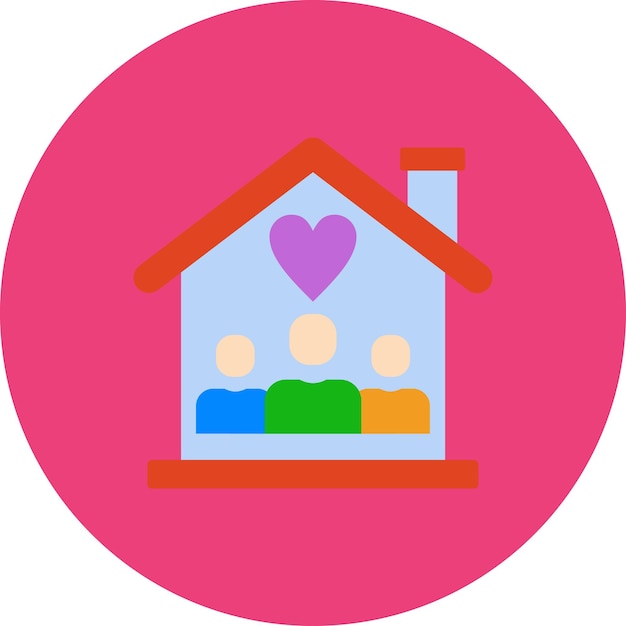 Vettore a pink and blue house with a heart on the front