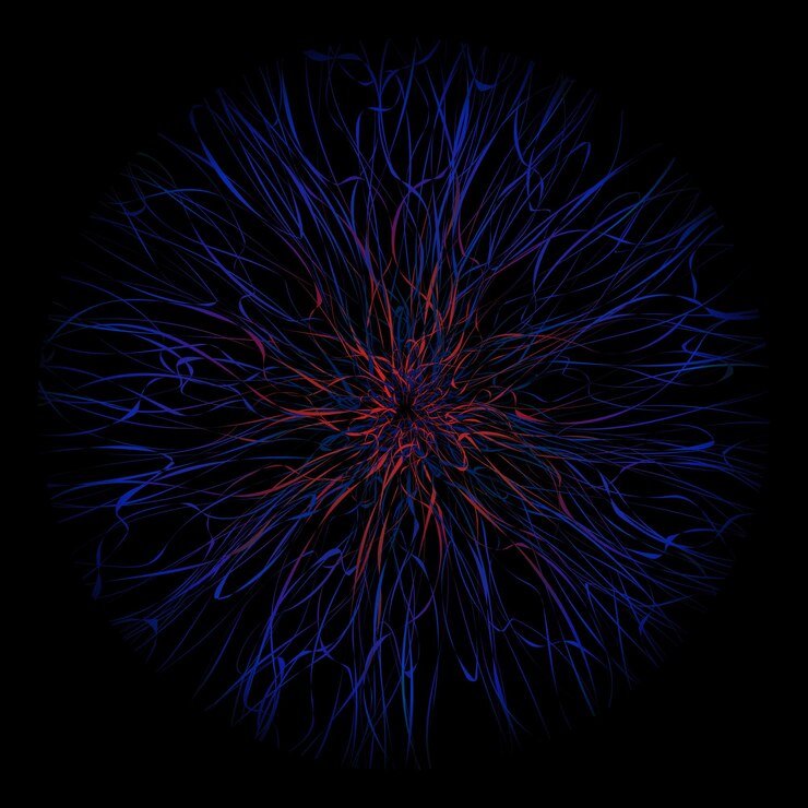 Vector pink and blue neuron web circle