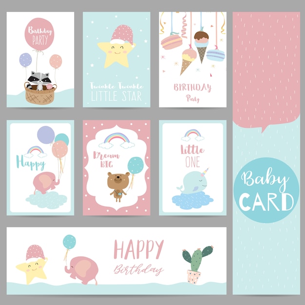 Pink blue pastel greeting card 