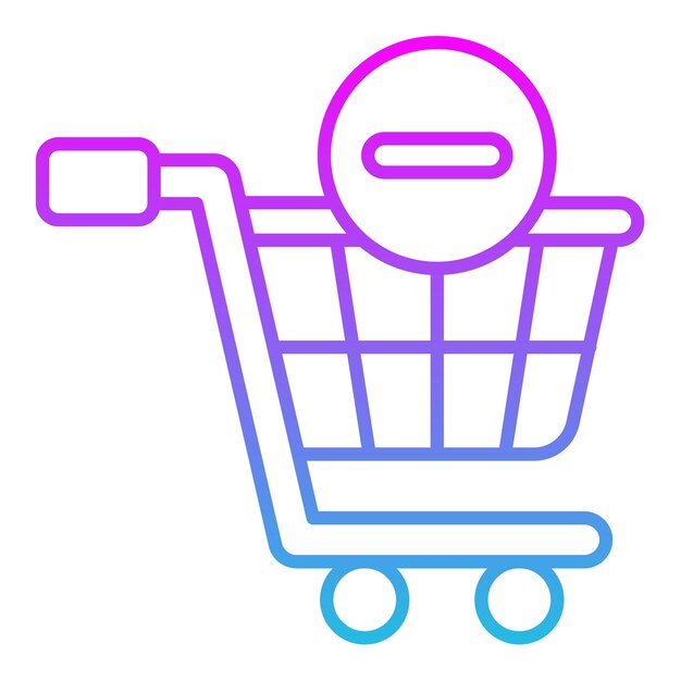 a pink and blue shopping cart with a pink logo on it