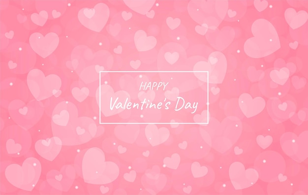 pink blurred happy valentine's day with heart bokeh background.