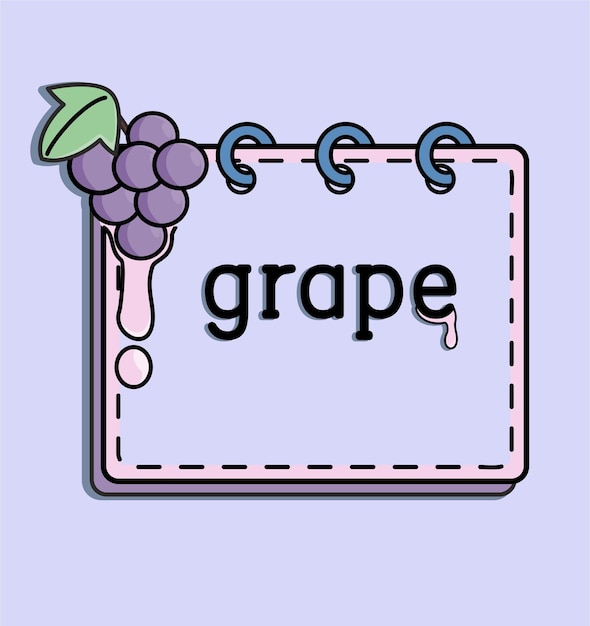 Vector a pink board that says grape on it