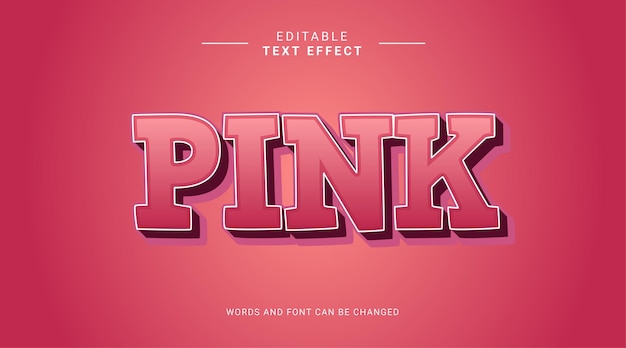 Pink bold 3d editable text effect template