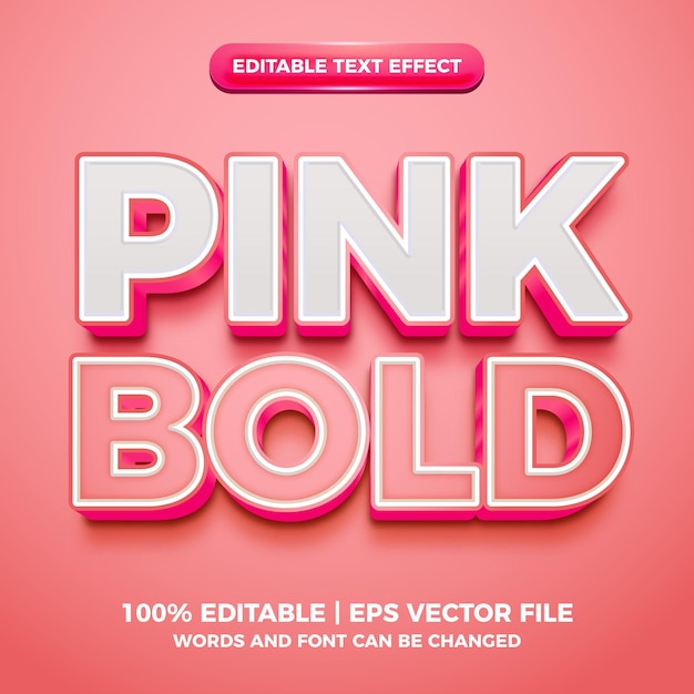 Pink bold 3d editable text effect