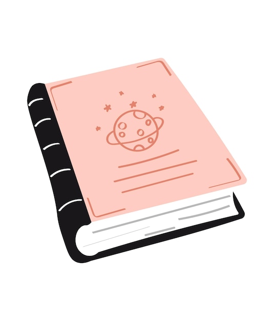 Pink book isolated on a white background. Vector illustration.