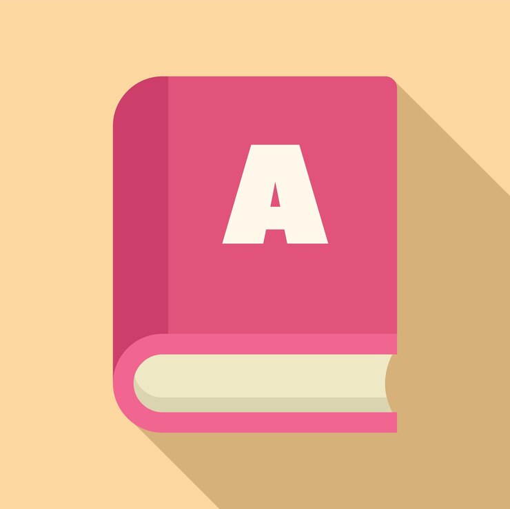 Vector pink book learning the alphabet