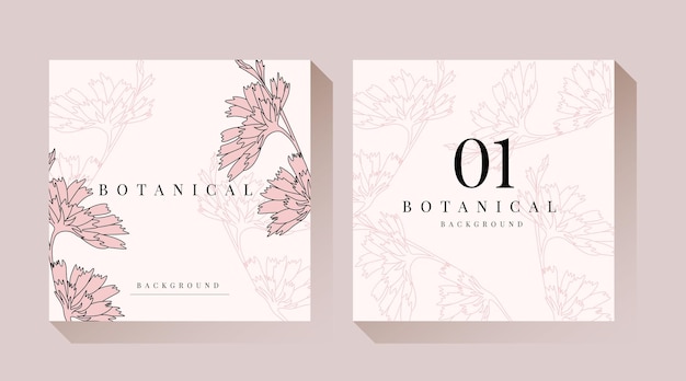 Pink botanical illustration