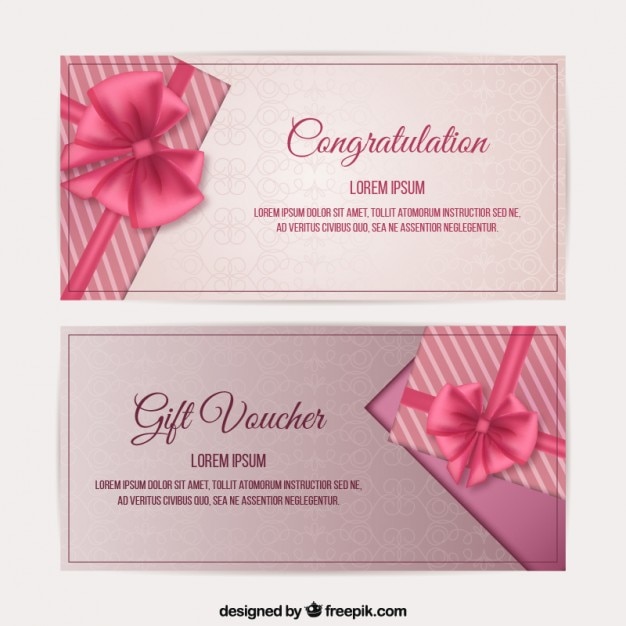 Pink bow gift voucher set