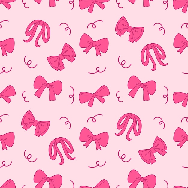 pink bow and ribbon cartoon seamless pattern background for wallpaper and wrapping