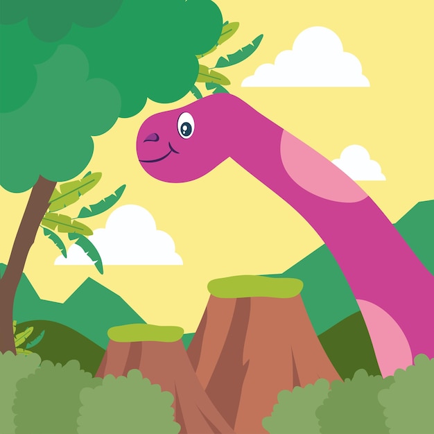 Vector pink brachiosaurus card