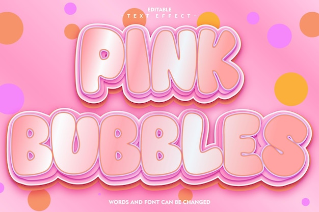 ピンクの泡編集可能なテキスト効果 3d エンボスのモダンなグラデーション スタイル