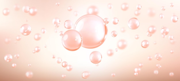 ピンクの泡の液体コラーゲンまたは血清 コンセプトのスキンケア化 ⁇ 品ソリューション ベクターリアル