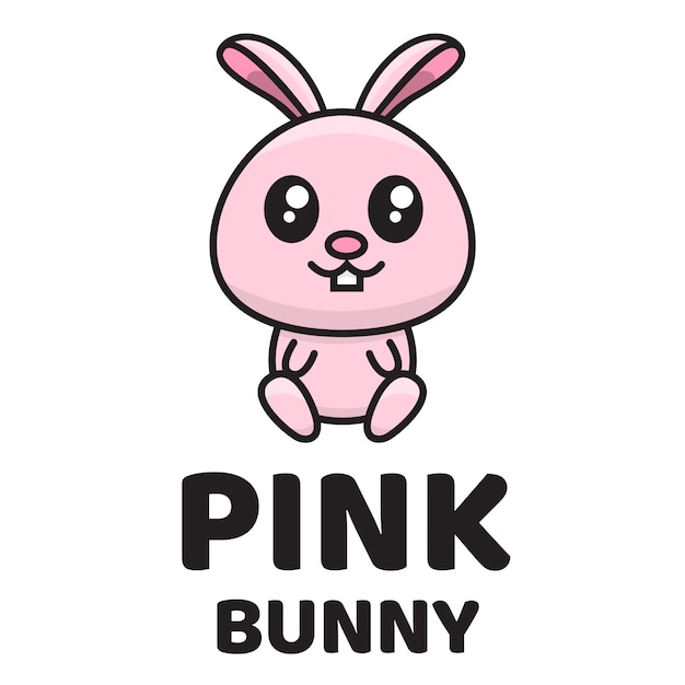 Modello di logo carino coniglietto rosa