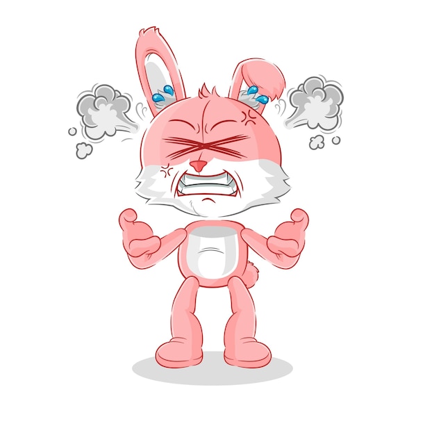 Vector pink bunny very angry mascot cartoon vector