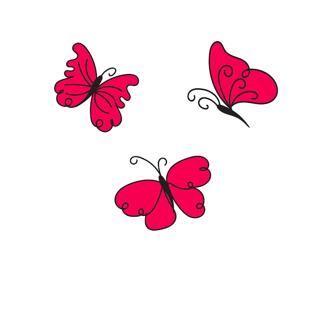 A pink butterfly with a pink face and a pink butterfly on the left.