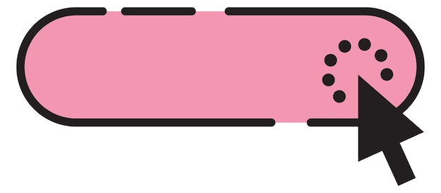 Vector pink button with cursor pointer click interface element