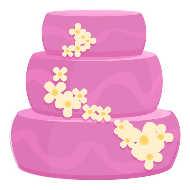 Pink cake icon cartoon vector wedding party bride groom