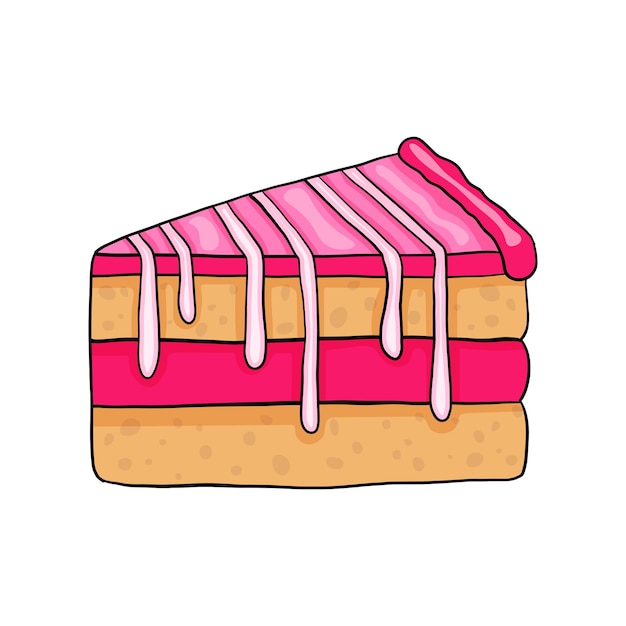 Розовый торт Вектор Сладкая еда Иллюстрация Вектора