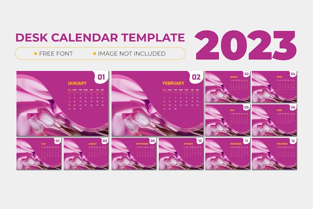 Pink calendar template 2023