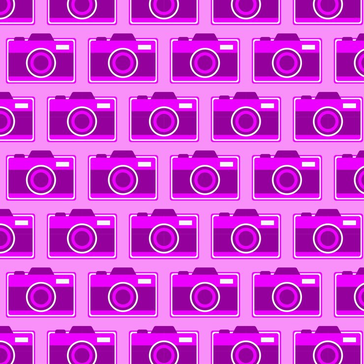 Vector pink camera seamless pattern fabulous background