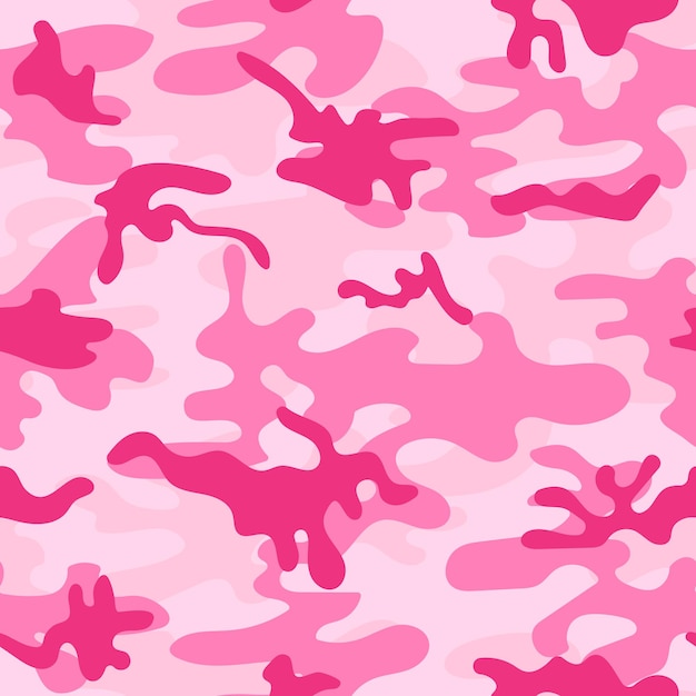 Pink camouflage seamless pattern in pinkcore style vector camouflage for clothing design pink