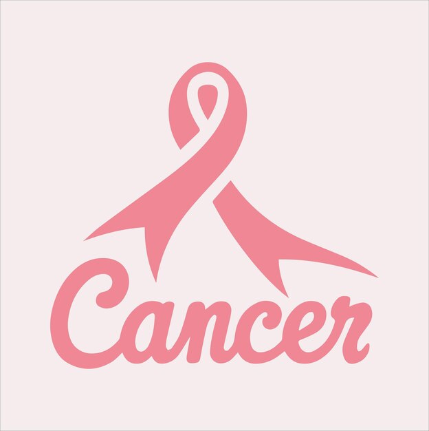 Vector pink cancer ribbon logo icon vector silhouette on a white background