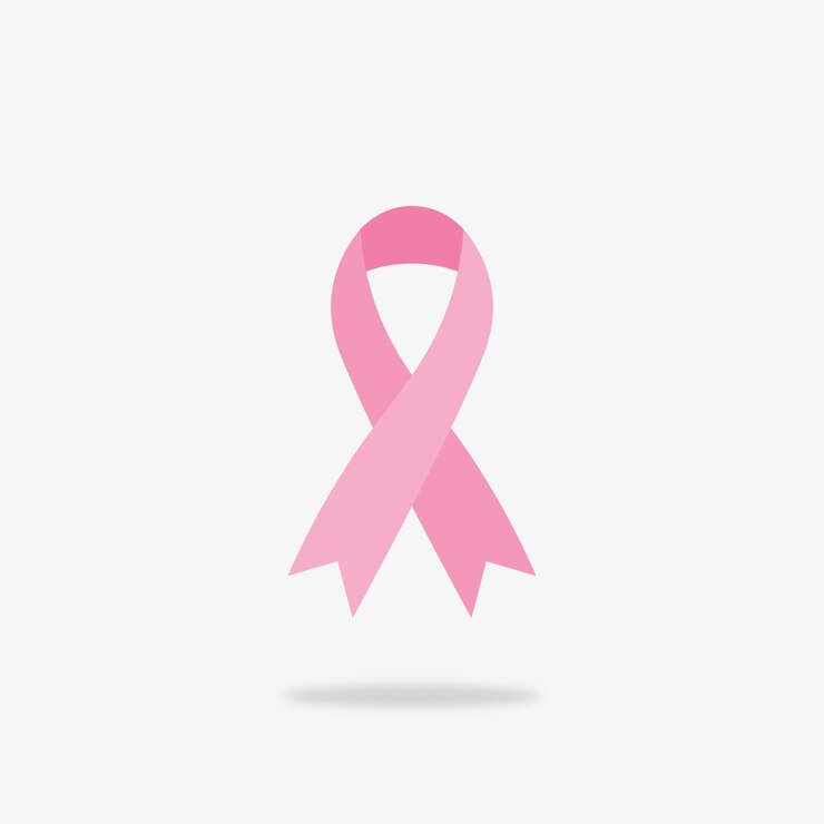 Premium Vector | Pink cancer ribbon with grey background