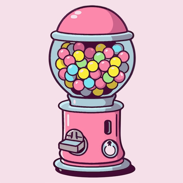 Vector pink candy machine with a pink handle and a handle that says candy.