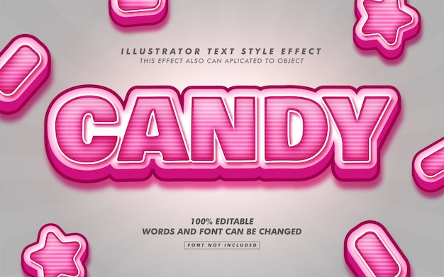 Розовый Candy Text Стиль Эффект Макет