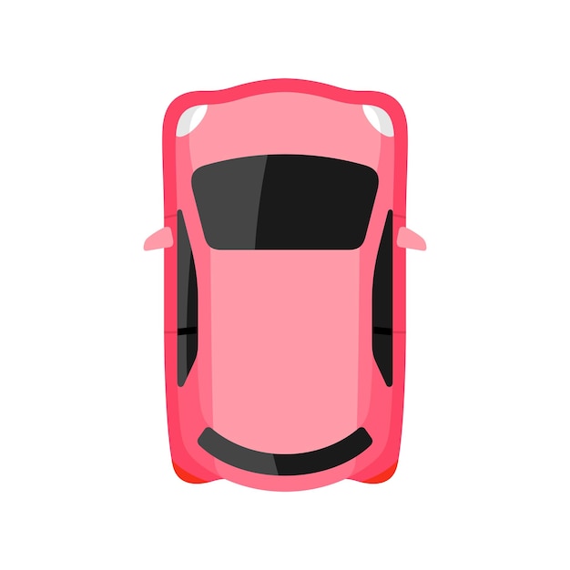 Pink car top view vector illustration Micro car illustration