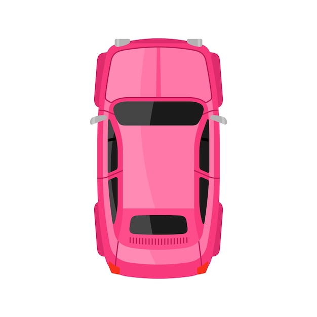 ピンクのカートップビューベクトルイラスト マイクロカーイラスト