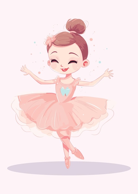 Pink cartoon illustration of a smiling girl