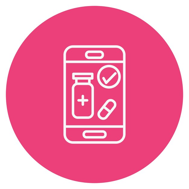 A pink cell phone with a bottle of medicine on it