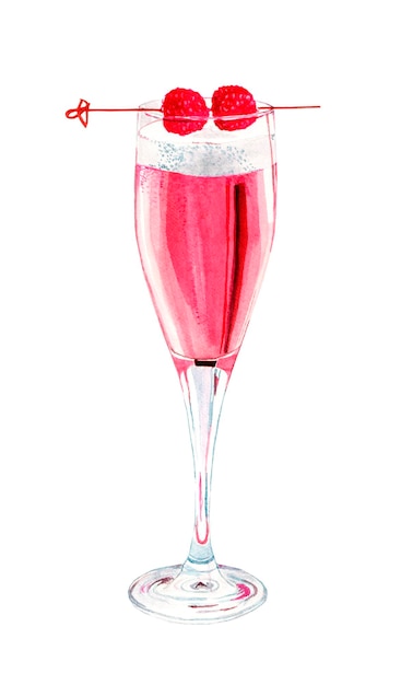 Вектор Розовое шампанское и малина