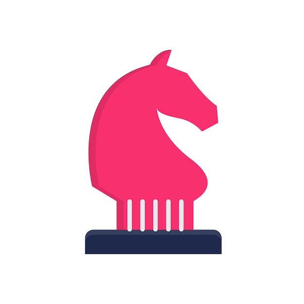 Vector a pink chess piece with a large horse head on it.