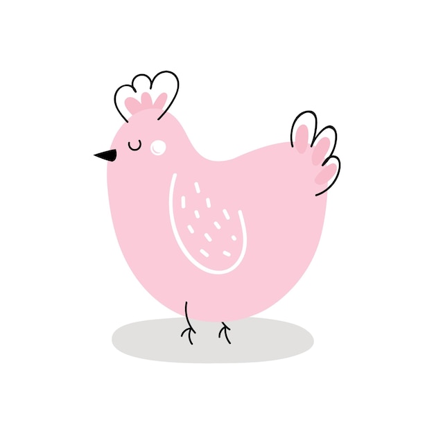 Pink chicken on a white backgroundVector illustration