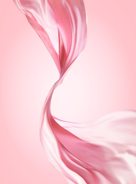 Vector pink chiffon design, flying fabric on pink background