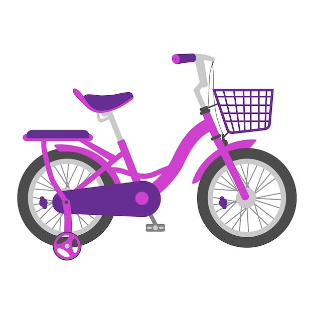 Pink children's bike vector illustration