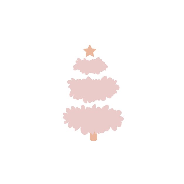 Pink christmas tree isolated on white background