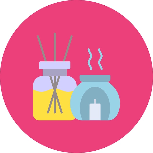 Vector a pink circle with a blue and white logo with a jar of tea and a jar of cream