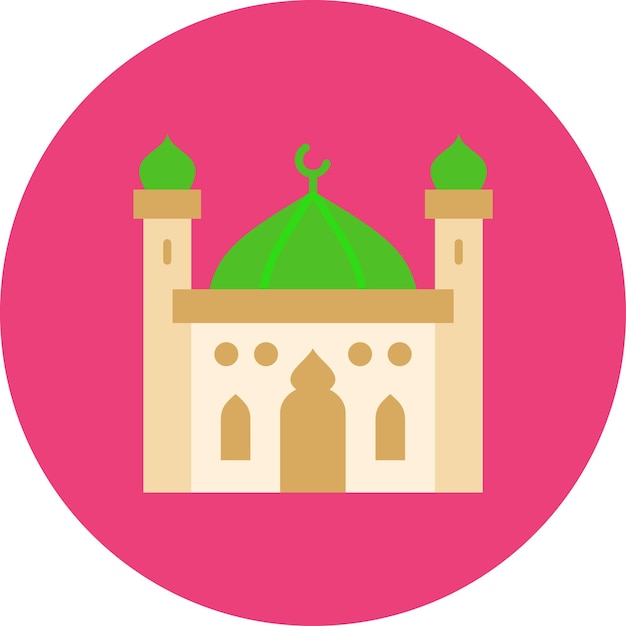 a pink circle with a green dome on it