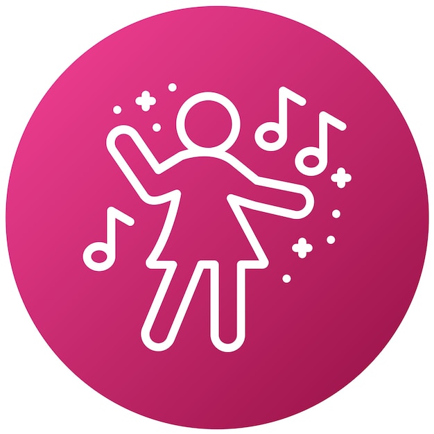 Vector a pink circle with a person on it and the words  music  on it