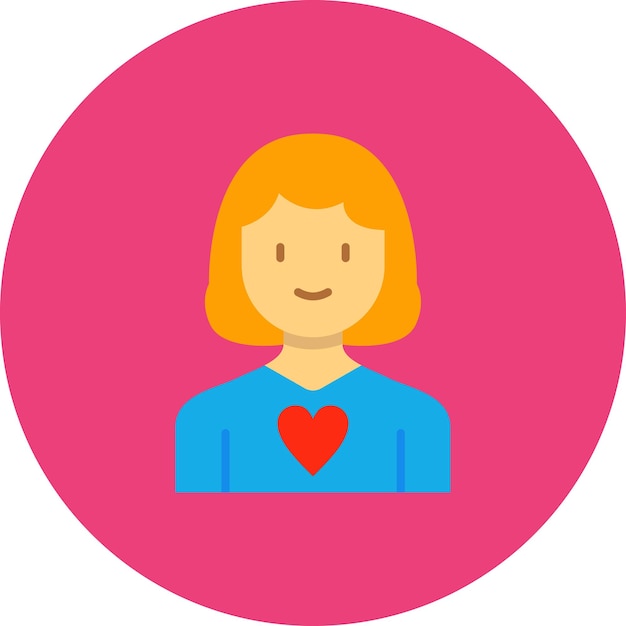 Vector a pink circle with a woman in a blue shirt with a pink heart on it