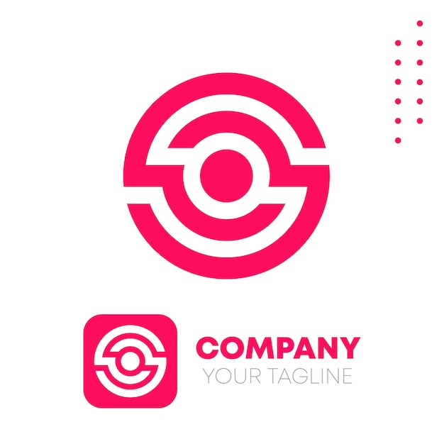 ピンクの円形の丸いロゴのデザインテンプレート