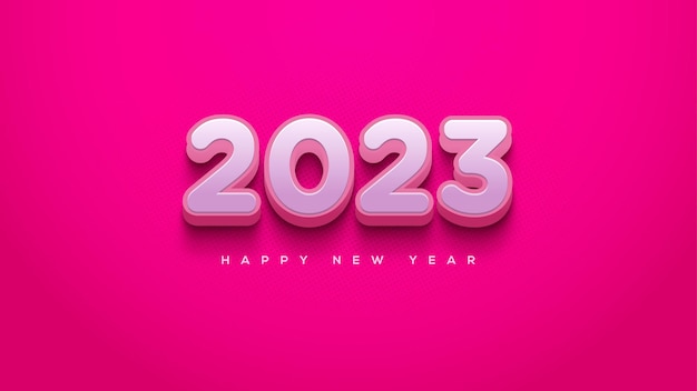 Vector pink classic happy new year 2023 3d beautiful