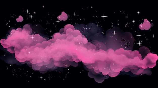 Vector a pink cloud with stars in the background