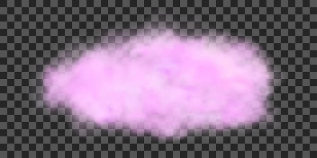 Pink cloudiness smoke fog or gas clouds  3d vector illustration isolated on transparent background