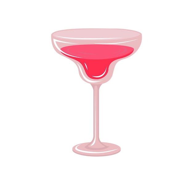 Vettore un bicchiere da cocktail rosa con dentro un liquido rosso.