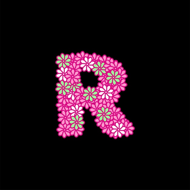 Vector pink color alphabet flower